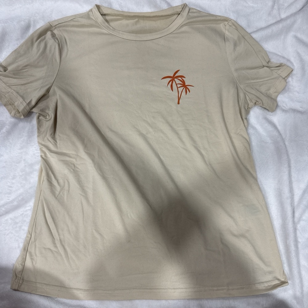 SHEIN Cream Palm Graphic Tee
